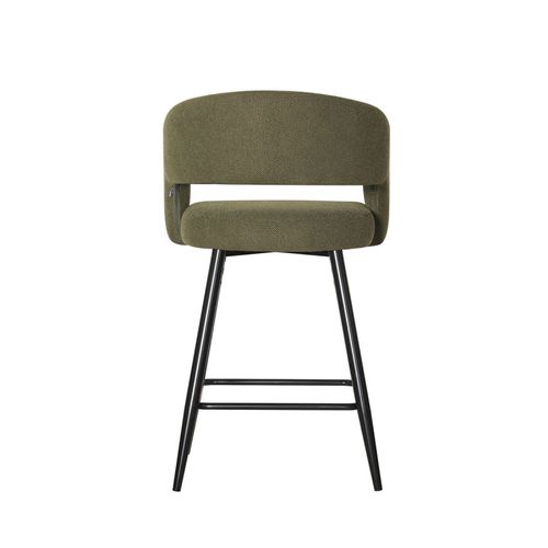 Tabouret De Bar Léna Tissu Vert Pieds Métal Noir