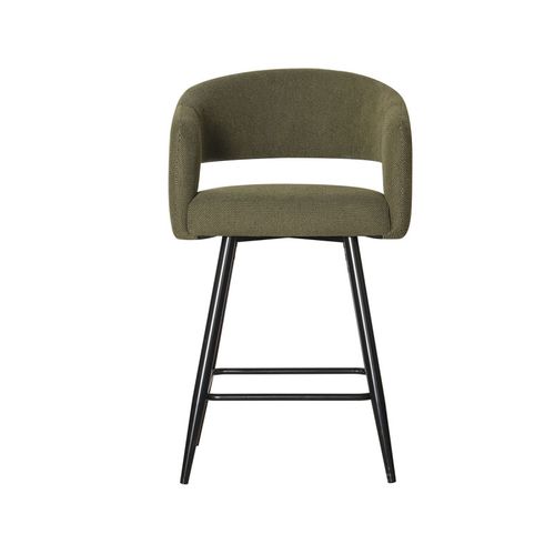 Tabouret De Bar Léna Tissu Vert Pieds Métal Noir