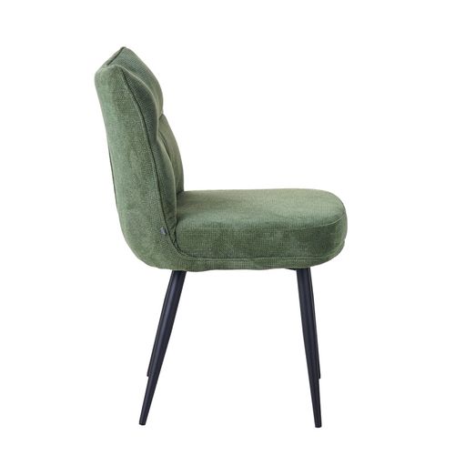 Chaise Louise Tissu Vert Pieds Métal Takasit