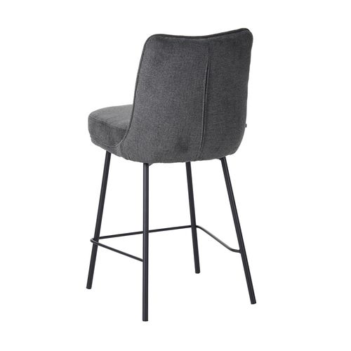 Tabouret De Bar Léon Tissu Gris Pieds Métal Takasit