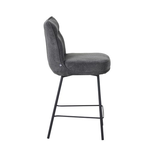 Tabouret De Bar Léon Tissu Gris Pieds Métal Takasit