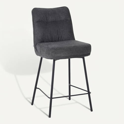Tabouret De Bar Léon Tissu Gris Pieds Métal Takasit