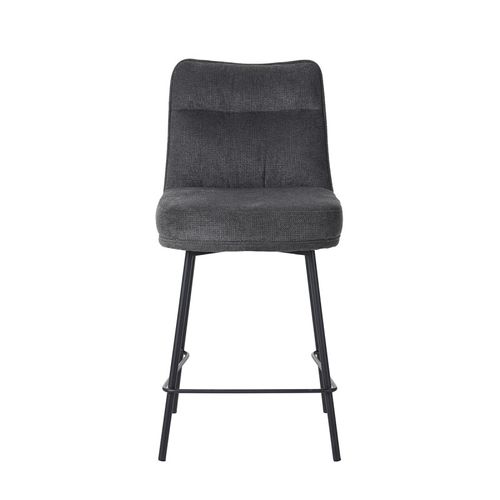 Tabouret De Bar Léon Tissu Gris Pieds Métal Takasit