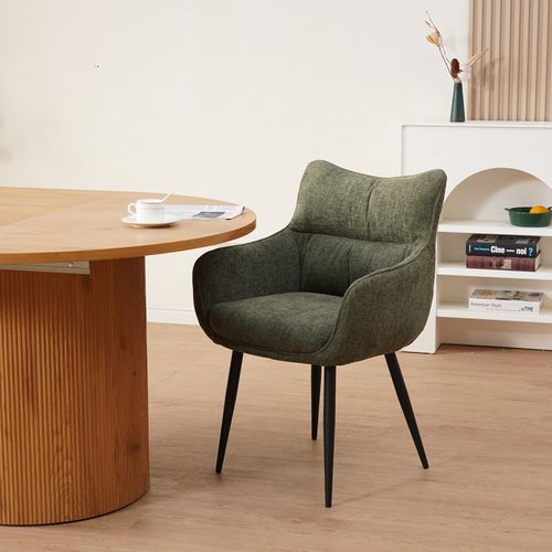Fauteuil Repas Lucas Tissu Vert Pieds Métal Takasit