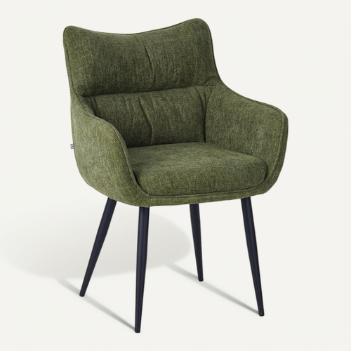 Fauteuil Repas Lucas Tissu Vert Pieds Métal Takasit