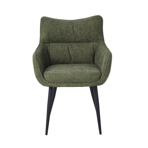 Fauteuil Repas Lucas Tissu Vert Pieds Métal Takasit