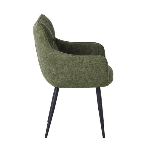 Fauteuil Repas Lucas Tissu Vert Pieds Métal Takasit