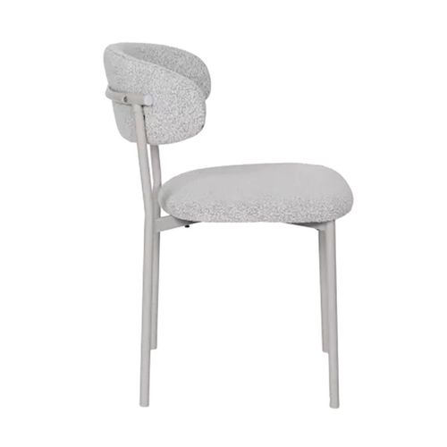 Chaise Bouclette Taupe Structure Métal Beige