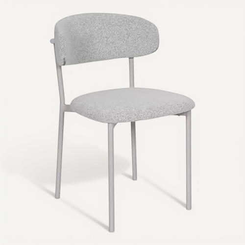 Chaise Bouclette Taupe Structure Métal Beige