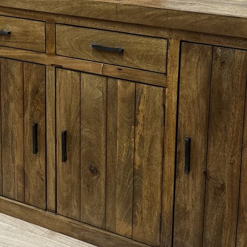Buffet 200 Cm 4 Portes 2 Tiroirs Manguier Massif Ruv
