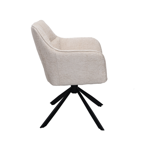 Chaise Repas Pivotante Zoé Beige Pieds Métal Noir Takasit
