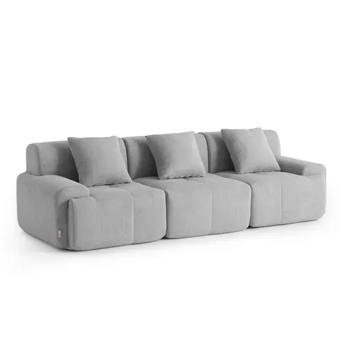 Canapé Droit Compressé Sofamous 3 Places Tissu Chenille Gris Minéral
