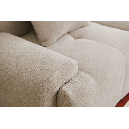 Canapé D'angle Compressé Sofamous 3 Places Avec Méridienne Tissu Chenille Beige Sable