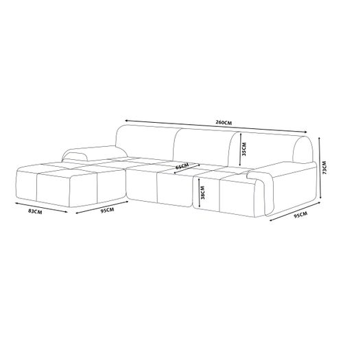 Canapé D'angle Compressé Sofamous 3 Places Avec Méridienne Tissu Chenille Beige Sable