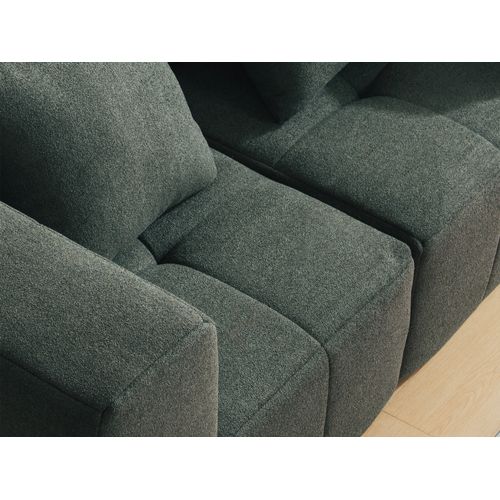 Canapé D'angle Compressé Sofabulous 5 Places Avec Méridienne Tissu Bouclé Vert Foret