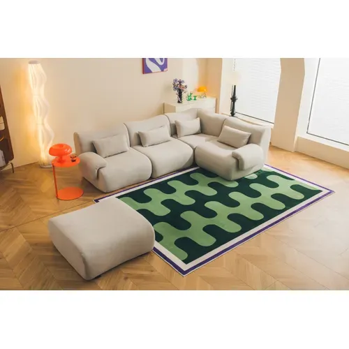 Canapé D'angle Compressé Sofatime 4 Places Avec Méridienne Tissu Bouclé Beige Pierre