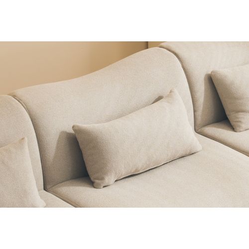 Canapé Droit Compressé Sofatime 3 Places Tissu Fine Bouclette Beige Pierre