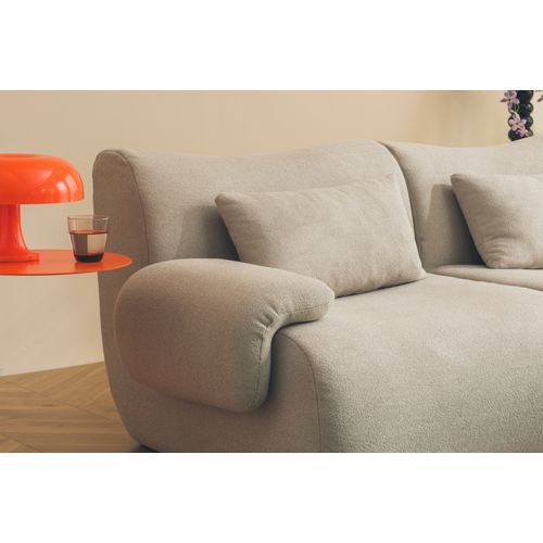 Canapé Droit Compressé Sofatime 3 Places Tissu Fine Bouclette Beige Pierre