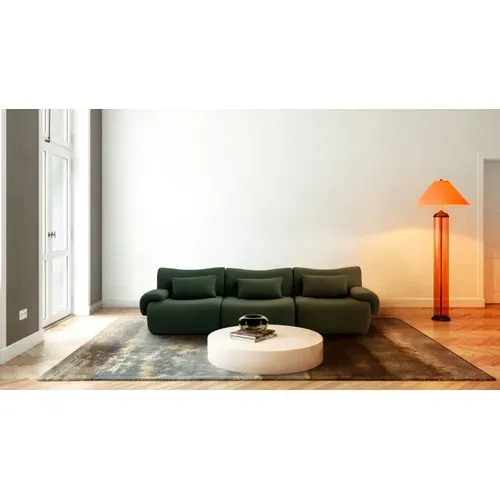 Canapé Droit Compressé Sofatime 3 Places Tissu Fine Bouclette Vert Foret