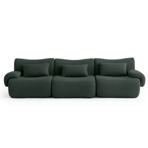 Canapé Droit Compressé Sofatime 3 Places Tissu Fine Bouclette Vert Foret