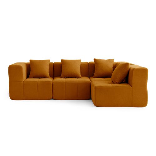 Canapé D'angle Compressé Sofabulous 4 Places Tissu Fine Bouclette Brun Cannelle