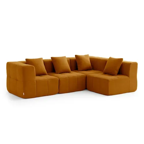 Canapé D'angle Compressé Sofabulous 4 Places Tissu Fine Bouclette Brun Cannelle