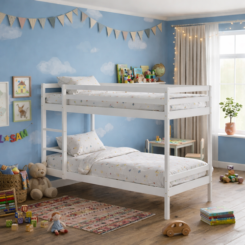 Lit Superposé En Bois 90x190cm Couleur Blanc