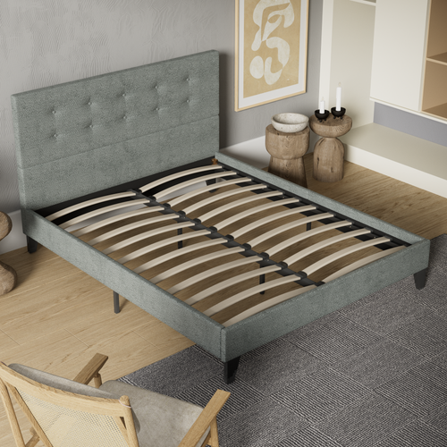 Lit 120x190 Cm Avec Tête De Lit Tissu Vert