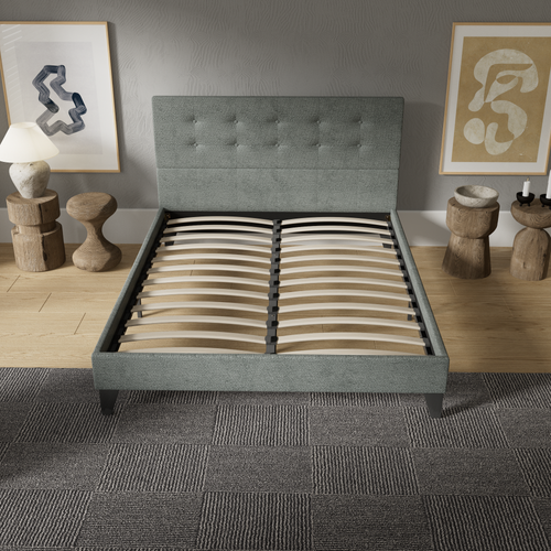 Lit 120x190 Cm Avec Tête De Lit Tissu Vert