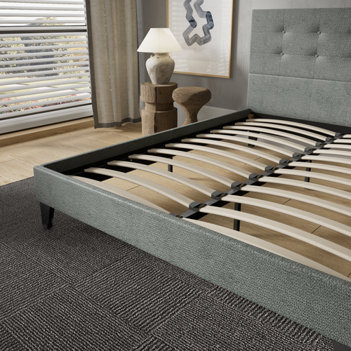 Lit 120x190 Cm Avec Tête De Lit Tissu Vert