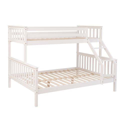 Lit Superposé En Bois 140x190cm / 90x190cm Couleur Blanc