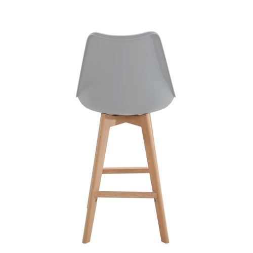 Lot 2 Chaises De Bar Scandinaves 70cm Large Siège Coussin Simili Pieds Bois Tika (gris)