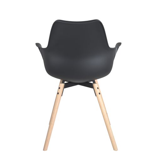 Lot 2 Chaises Scandinaves Accoudoirs Pieds Bois Clair Coussin Simili Moti (noir)