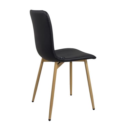 Lot 4 Chaises De Salle à Manger Siège Simili Noir Rembourré Pieds Métal Ton Bois Clair Poli (noir)