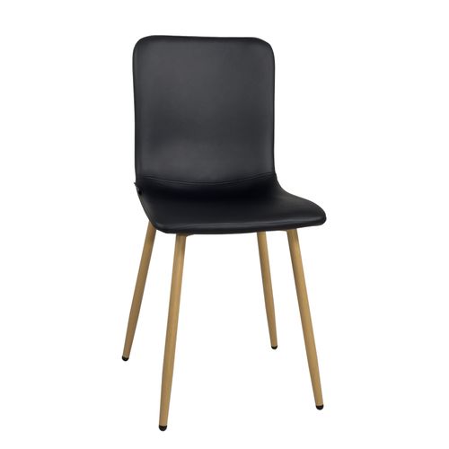 Lot 4 Chaises De Salle à Manger Siège Simili Noir Rembourré Pieds Métal Ton Bois Clair Poli (noir)