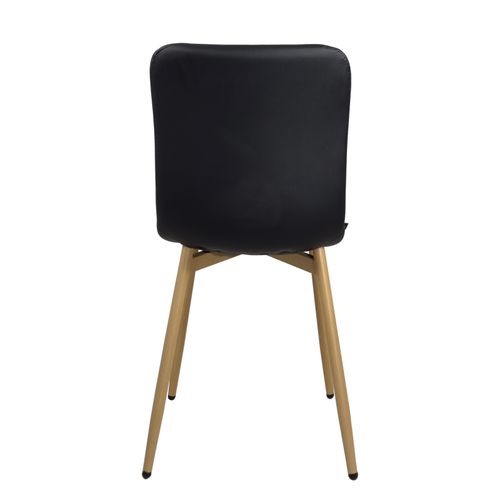 Lot 4 Chaises De Salle à Manger Siège Simili Noir Rembourré Pieds Métal Ton Bois Clair Poli (noir)