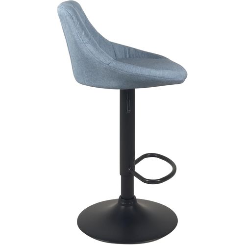 Lot De 2 Chaises De Bar Réglables Pivotantes En Tissu Matelassé Bleu Avec Pied Noir Luti