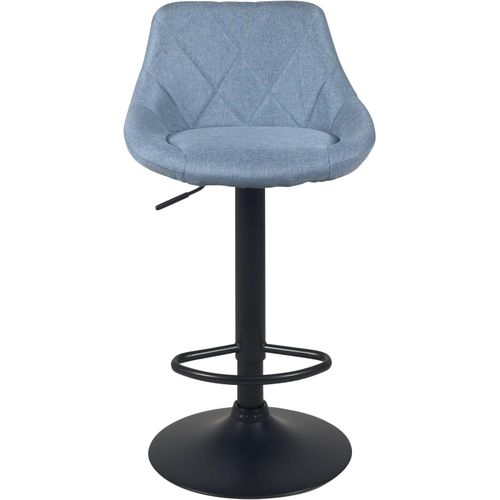 Lot De 2 Chaises De Bar Réglables Pivotantes En Tissu Matelassé Bleu Avec Pied Noir Luti