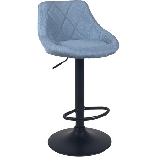 Lot De 2 Chaises De Bar Réglables Pivotantes En Tissu Matelassé Bleu Avec Pied Noir Luti