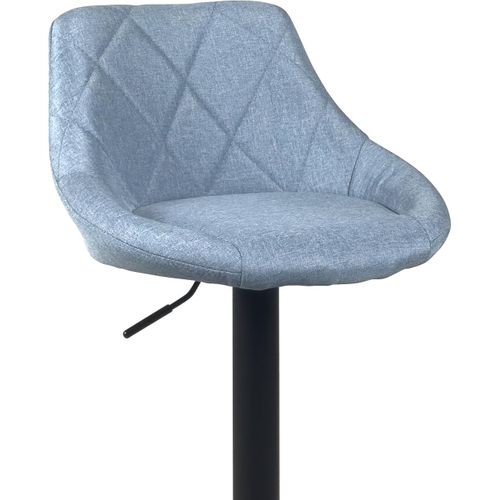 Lot De 2 Chaises De Bar Réglables Pivotantes En Tissu Matelassé Bleu Avec Pied Noir Luti