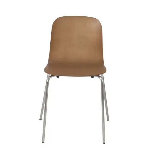 Lot 4 Chaises De Cuisine Design Retro Siège Bois Pieds Chrome Rio (bois Foncé)