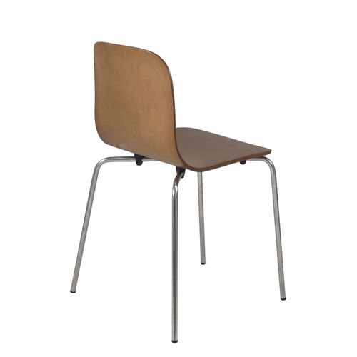 Lot 4 Chaises De Cuisine Design Retro Siège Bois Pieds Chrome Rio (bois Foncé)