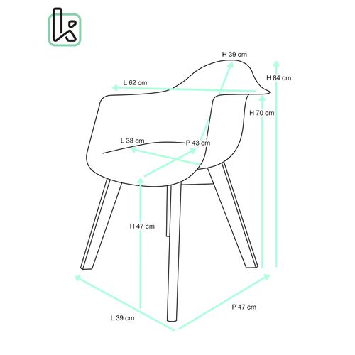 Lot De 2 Chaises Scandinaves à Accoudoir Patchwork Rembourré Pieds Bois Clair Neda (gris Bleu)