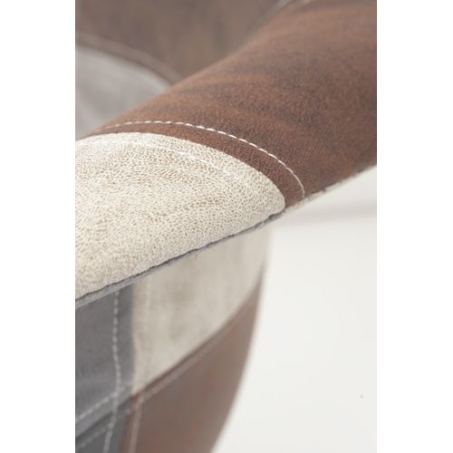 Lot De 2 Chaises Scandinaves à Accoudoir Patchwork Rembourré Pieds Bois Clair Neda (gris Bleu)