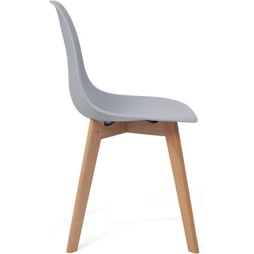 Lot De 2 Chaises Scandinaves NAO - Siège Gris Plastique, Pieds Bois Hêtre Clair KAYELLES