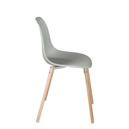 Lot 4 Chaises Scandinaves De Cuisine Siège Plastique Souple Pieds Bois Clair Ova (gris)