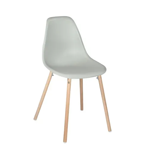 Lot 4 Chaises Scandinaves De Cuisine Siège Plastique Souple Pieds Bois Clair Ova (gris)