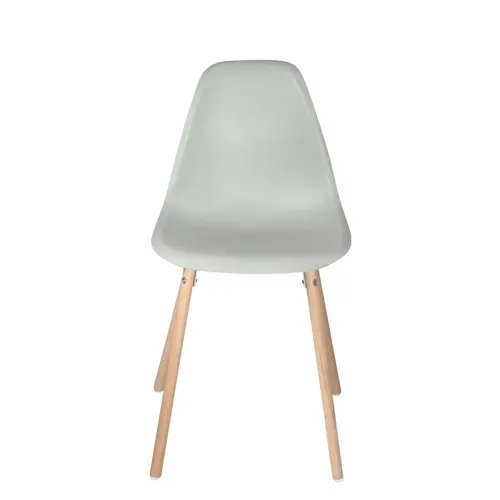 Lot 4 Chaises Scandinaves De Cuisine Siège Plastique Souple Pieds Bois Clair Ova (gris)