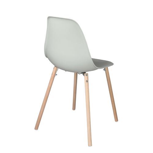 Lot 4 Chaises Scandinaves De Cuisine Siège Plastique Souple Pieds Bois Clair Ova (gris)