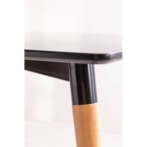 Table Style Scandinave 120x80cm Plateau Noir Et Pieds En Bois Massif